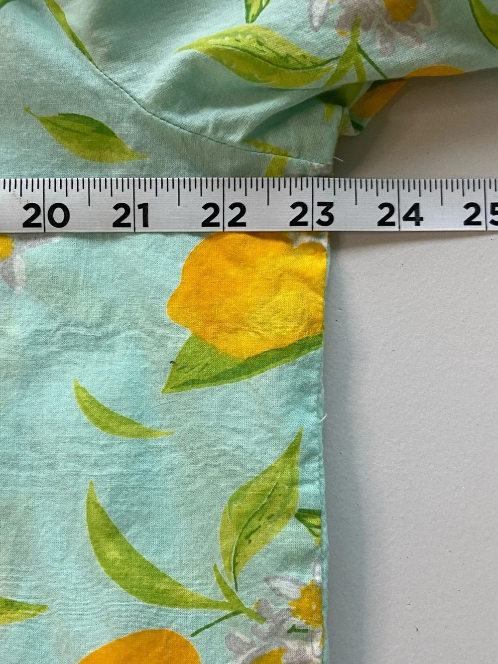 Mahogany Pajama Set Lemon Print Blue Yellow Cotton Top Pants Large Colorful